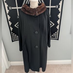 🥰 Vintage 1960's Ken Whitmore Cashmere/Wool/Mink Button Front Trench Overcoat